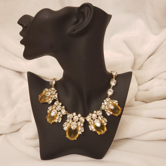 Talbots Golden Citrine Color Cluster Chunky Statement Necklace - Picture 2 of 7